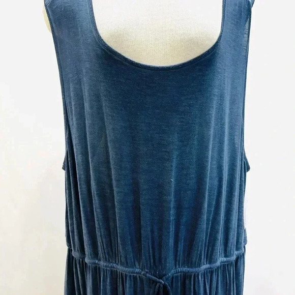 NWT SONOMA Women Sleeveless Blue Tie Elastic Waist Scoop Neck Maxi Dress Size 4X - Picture 2 of 11
